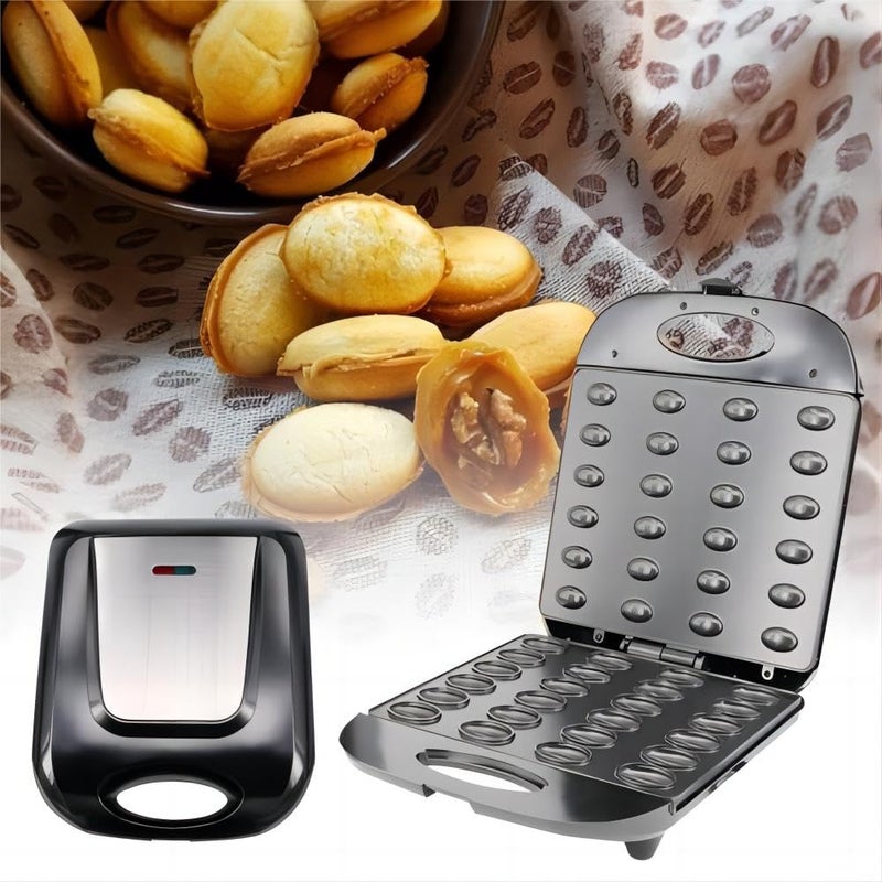 KAGOR صانع بسكويت الجوز 24، صانع بسكويت الجوز مزدوج الجوانب غير لاصق، آلة كهربائية لصنع قوالب بسكويت الجوز، آلة خبز الوافل الصغيرة، مكواة السندويشات، محمصة الخبز - Image 2